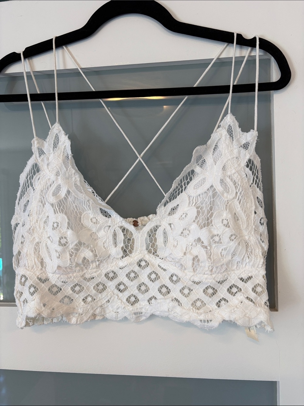 Free People White Lace Bralette with Strappy Back
